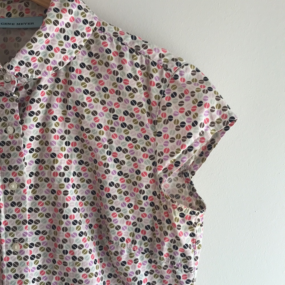 Multi-Colored Mod Pattern Peter Pan Collared Butt… - image 3